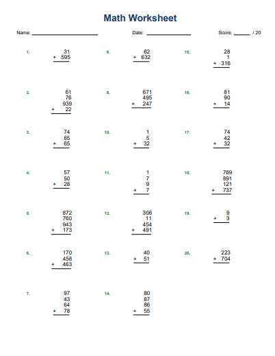 Worksheet sample
